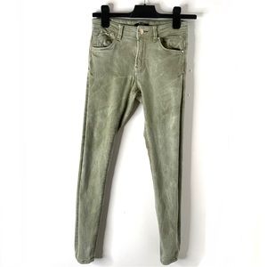 Bershka Sage Green Stonewash Skinny Jeans